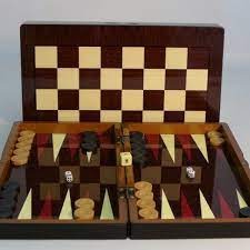 backgammon flowered decoupage with chess bored back-19 in.